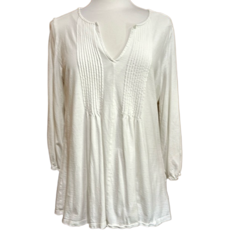 Lilly Pulitzer White Cotton Knit Tunic Three Quarter Length Sleeves Size XL- GUC